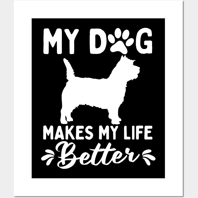 My Cairn Terrier Makes My Life Better Wall Art by White Martian